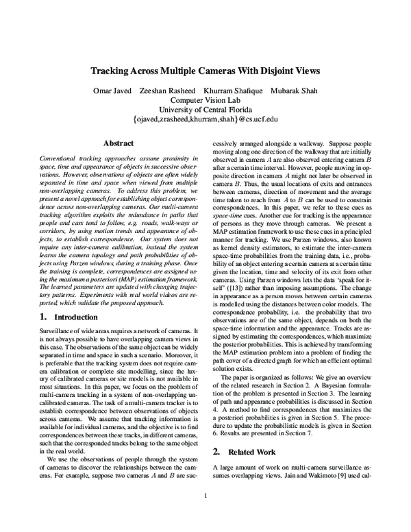 (PDF) Tracking across multiple cameras with disjoint views
