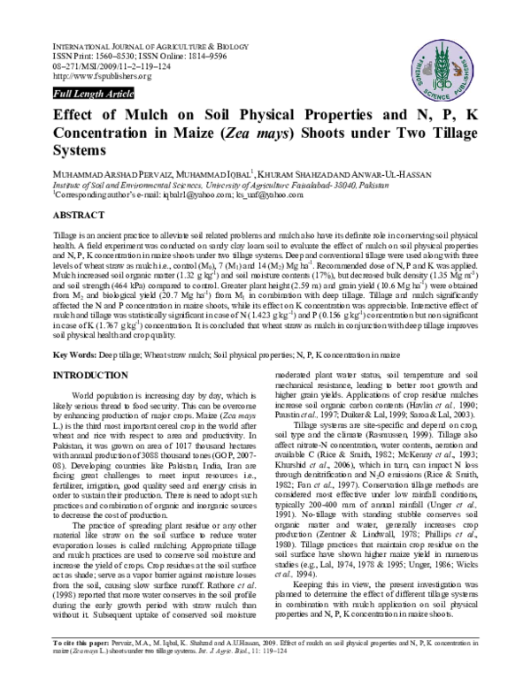 (PDF) Effect of Mulch on Soil Physical Properties and N, P, K ...
