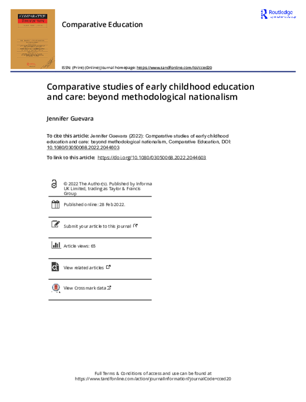 (PDF) Comparative studies of early childhood education and care: beyond ...