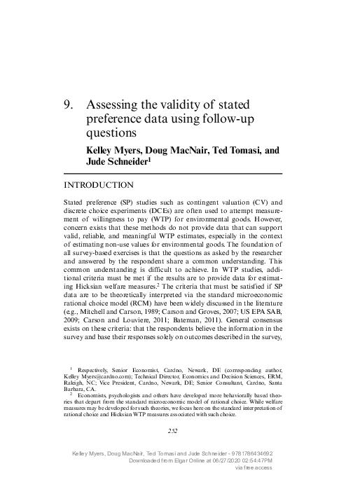(PDF) Assessing the validity of stated preference data using follow-up ...