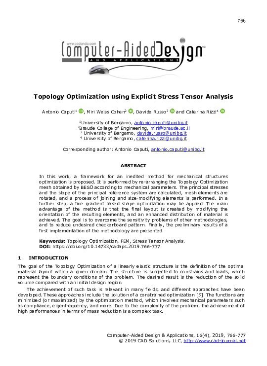 (PDF) Topology Optimization using Explicit Stress Tensor Analysis