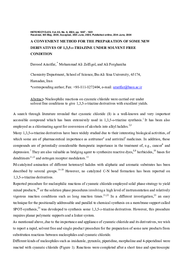 (PDF) A Convenient Method for the Preparation of Some New Derivatives ...