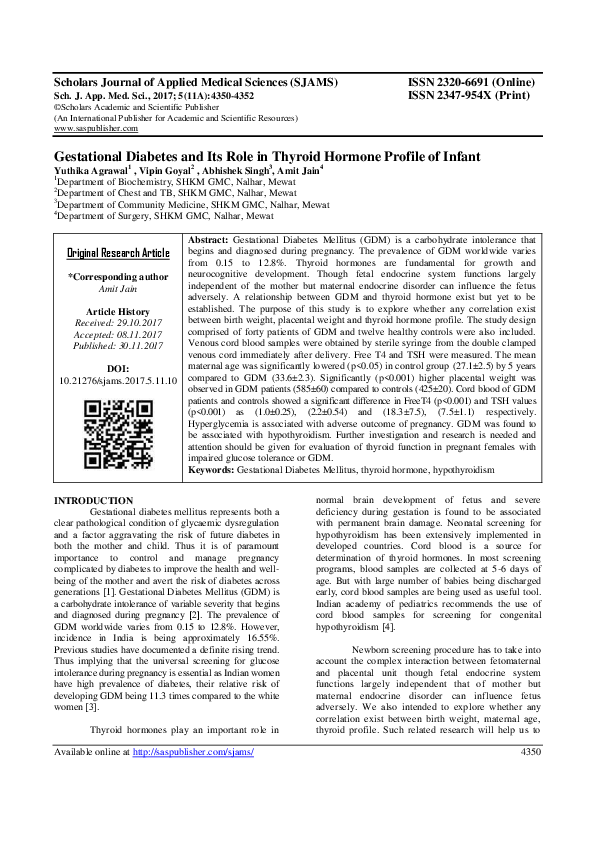 (PDF) Gestational Diabetes and Its Role in Thyroid Hormone Profile of ...