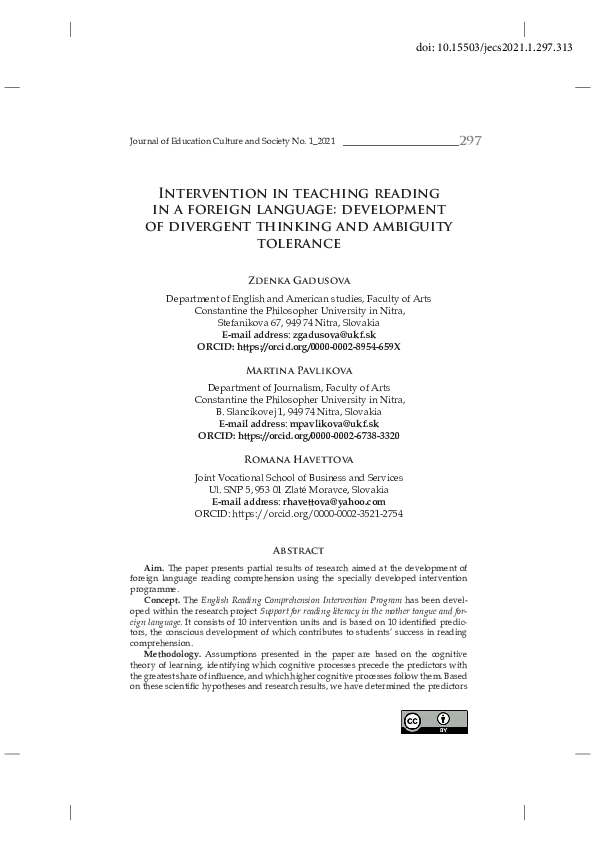 (PDF) Intervention in teaching reading in a foreign language