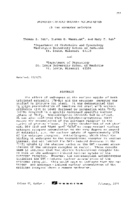 (PDF) Androgen-induced nuclear accumulation of the estrogen receptor