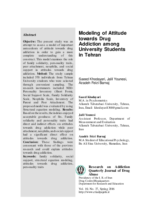 (PDF) Modeling of Attitude towards Drug Addiction among University ...