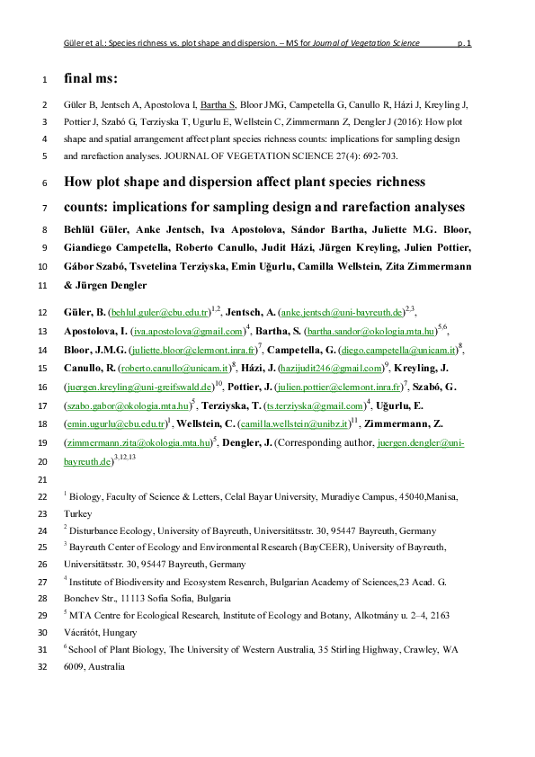 (PDF) How plot shape and spatial arrangement affect plant species ...