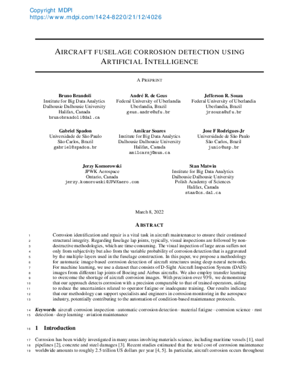 (PDF) AIRCRAFT FUSELAGE CORROSION DETECTION USING ARTIFICIAL INTELLIGENCE
