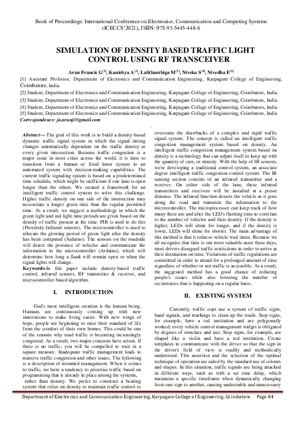(PDF) Simulation of Density Based Traffic Light Control Using RF ...
