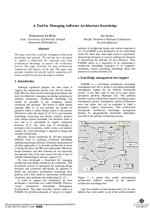 (PDF) A Tool for Managing Software Architecture Knowledge