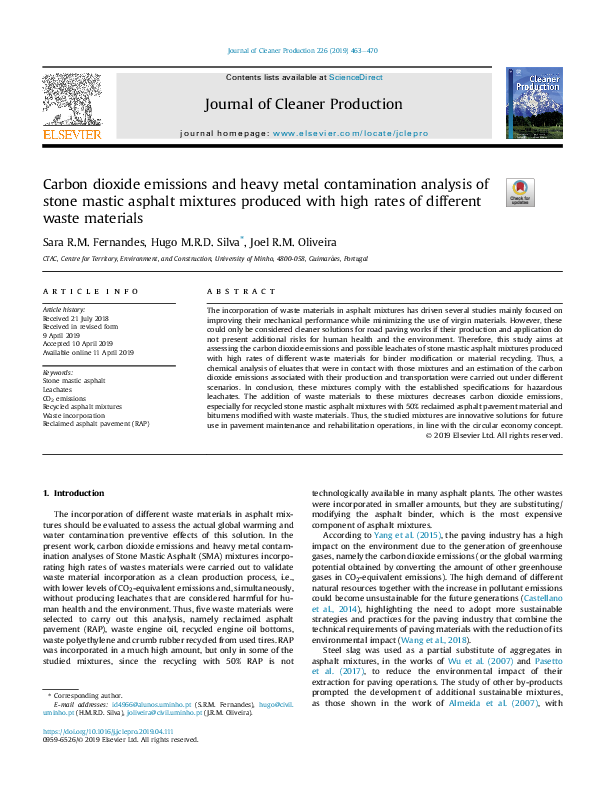 (PDF) Carbon dioxide emissions and heavy metal contamination analysis of stone mastic asphalt