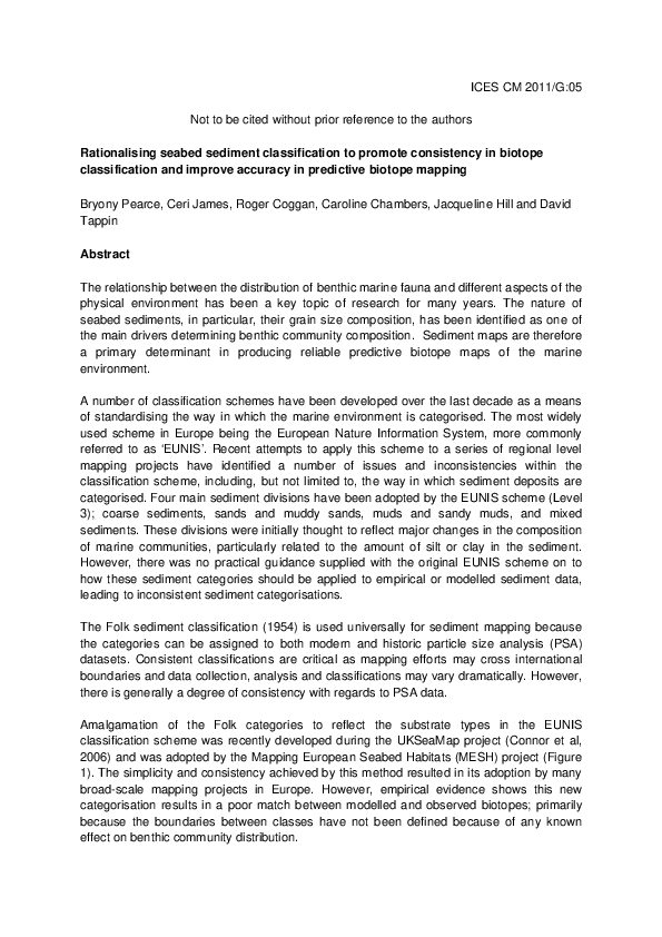 (PDF) Rationalising seabed sediment classification to promote ...