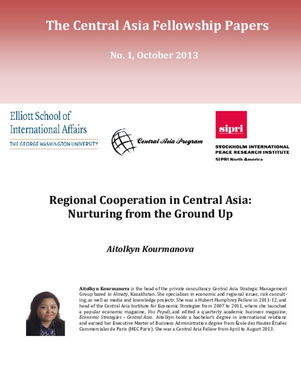 (PDF) Regional Cooperation in Central Asia: Nurturing from the Ground Up