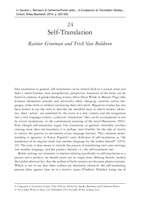 (PDF) Self-Translation
