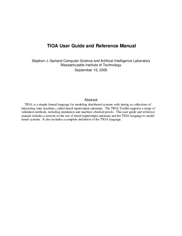 (PDF) TIOA User Guide and Reference Manual