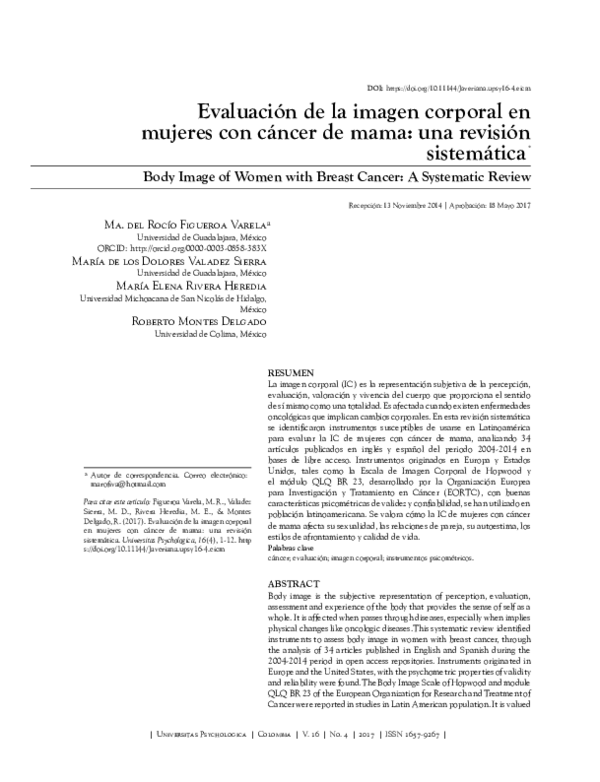 (PDF) Body Image of Women with Breast Cancer: A Systematic Review