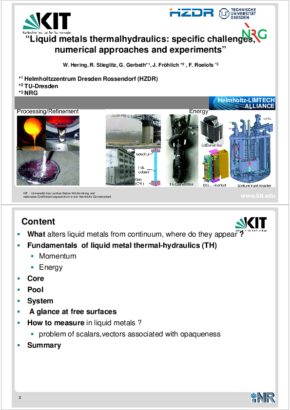 (PDF) Liquid Metals thermalhydraulics: specific challenges, numerical ...