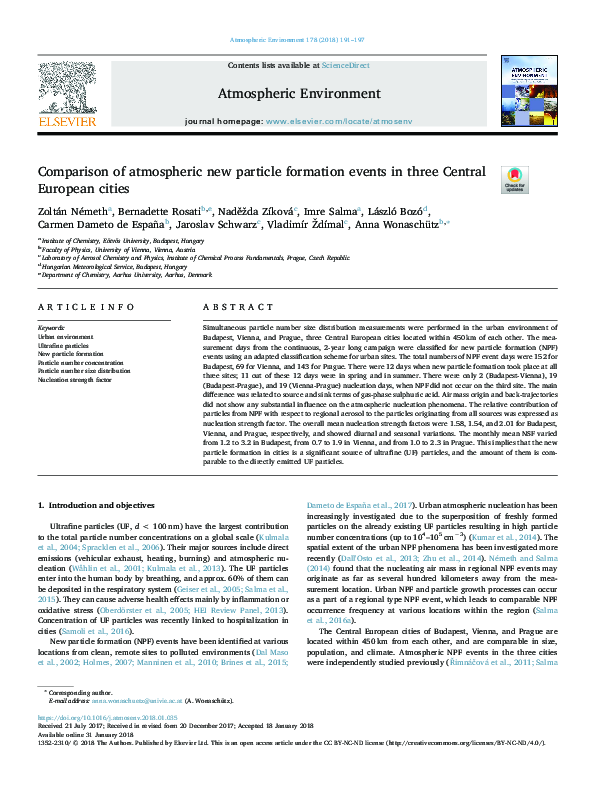 (PDF) Comparison of atmospheric new particle formation events in three ...