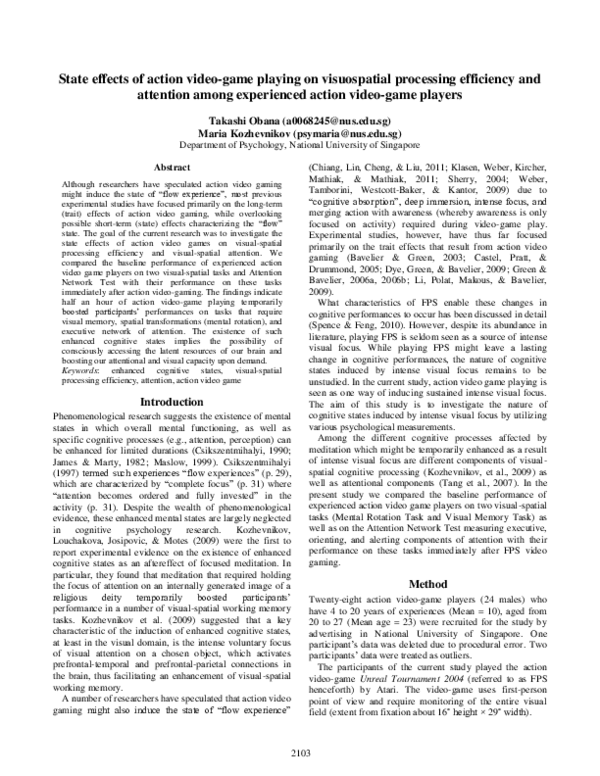 (PDF) State effects of action video-game playing on visuospatial ...