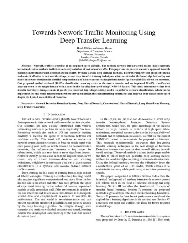 (PDF) Towards Network Traffic Monitoring Using Deep Transfer Learning