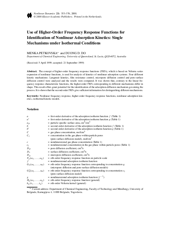 (PDF) Use of higher-order frequency response functions for ...