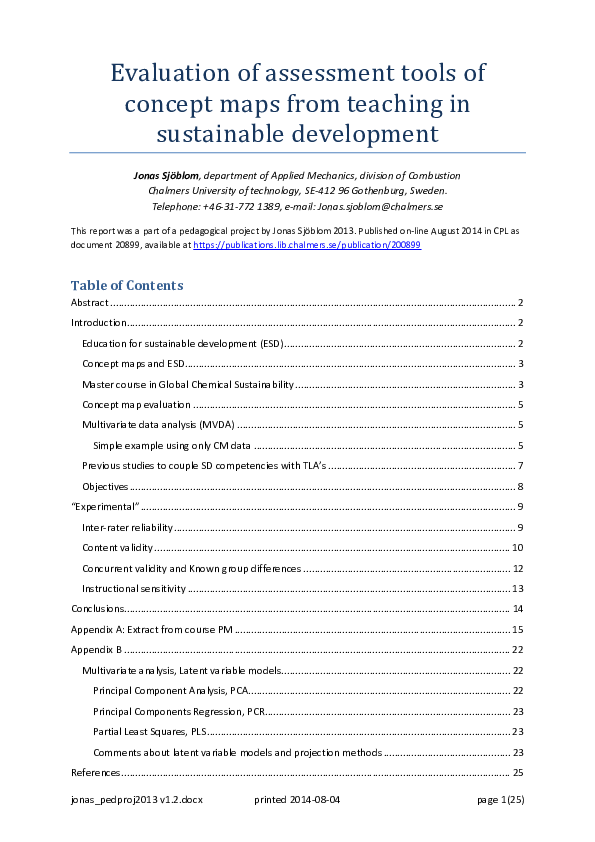 (PDF) Evaluation of assessment tools of concept maps from teaching in ...