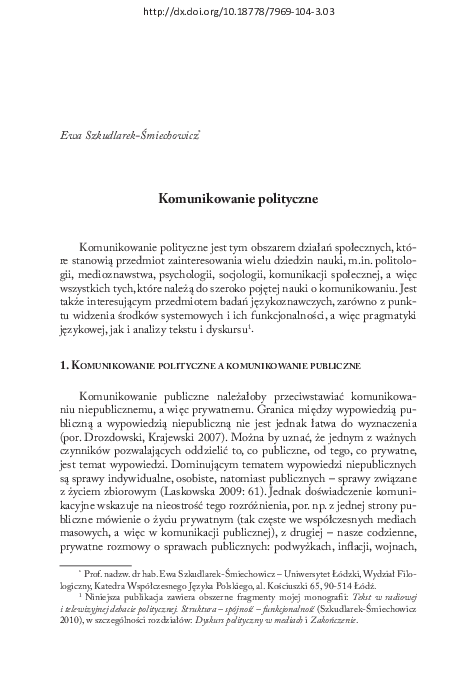 Dobek Ostrowska Komunikowanie Polityczne I Publiczne Pdf