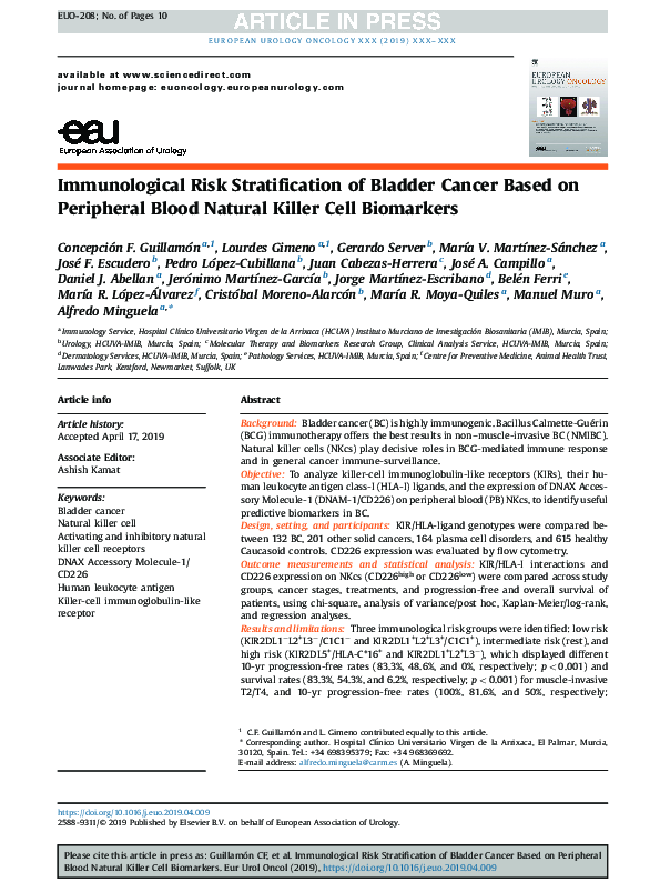(PDF) Immunological Risk Stratification of Bladder Cancer Based on ...
