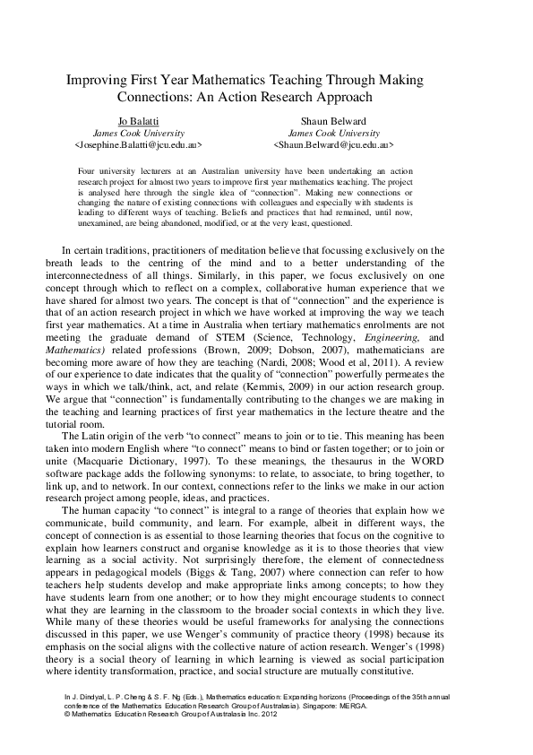 (PDF) Improving first year mathematics teaching through making ...