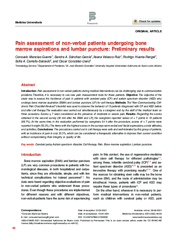 (PDF) Pain assessment of non-verbal patients undergoing bone marrow ...