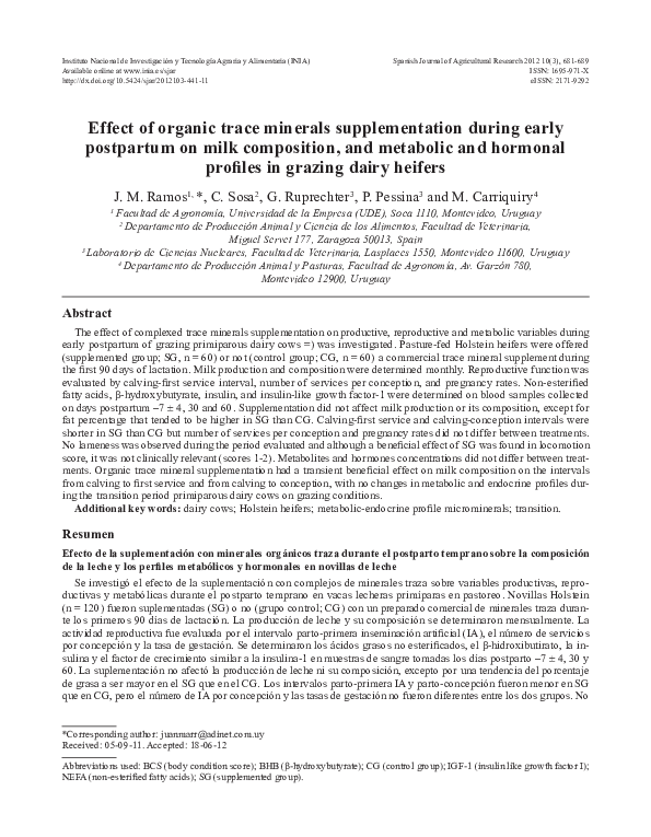 (PDF) Effect of organic trace minerals supplementation during early ...