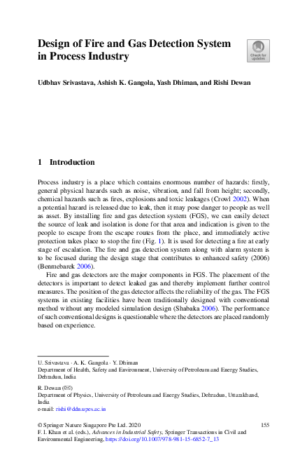 (PDF) Design of Fire and Gas Detection System in Process Industry
