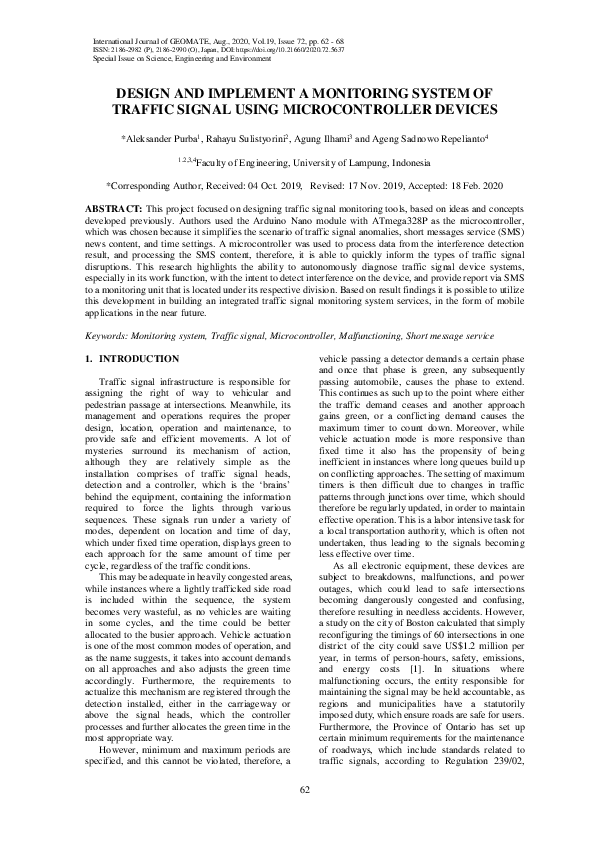 (PDF) Design and Implement a Monitoring System of Traffic Signal Using ...