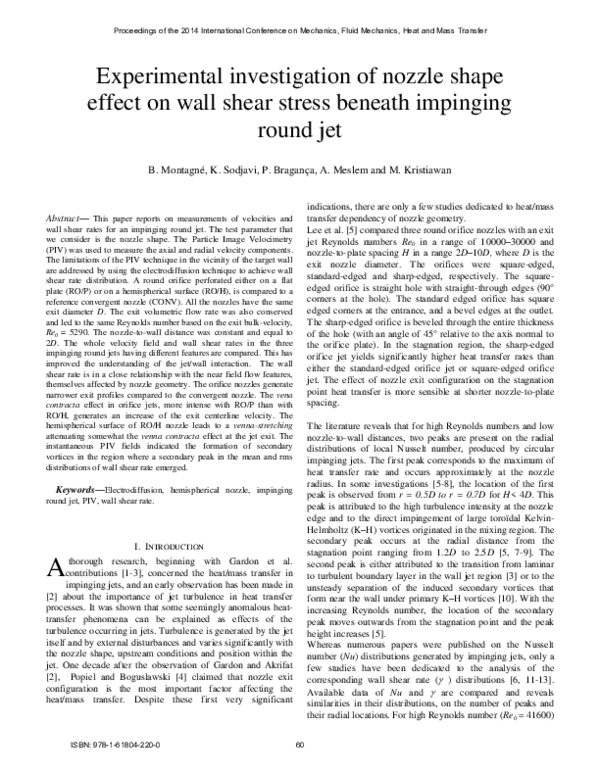 (PDF) Experimental investigation of nozzle shape effect on wall shear ...