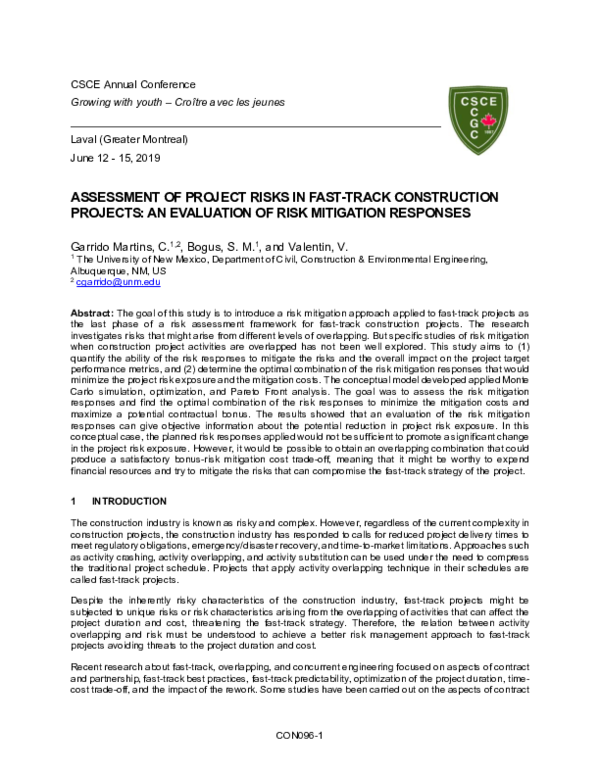 (PDF) Assessment of Project Risks in Fast-Track Construction Projects