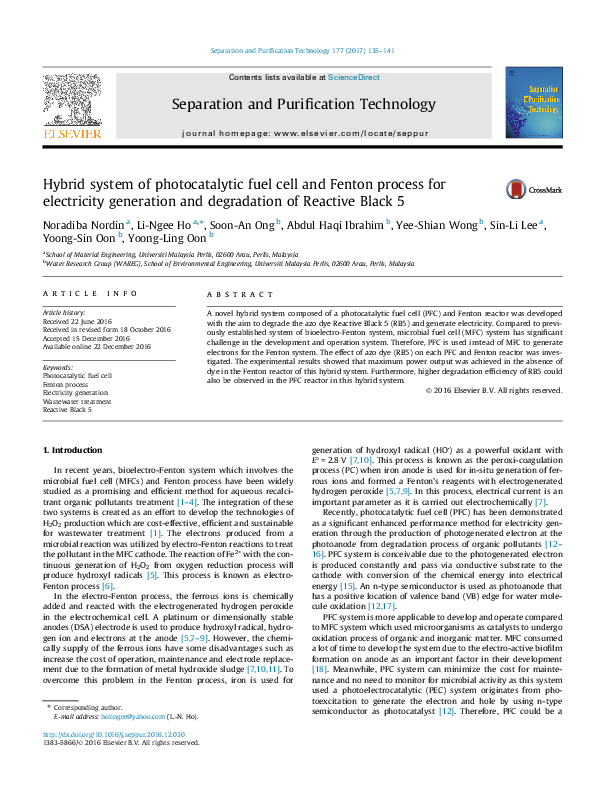 (PDF) Hybrid System of Photocatalytic Fuel Cell and Fenton Process for ...