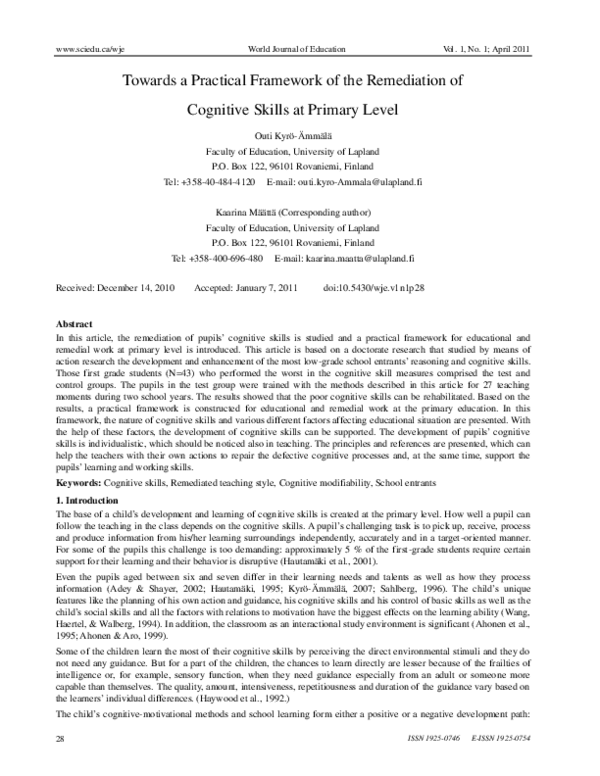 (PDF) Towards a Practical Framework of the Remediation of Cognitive ...