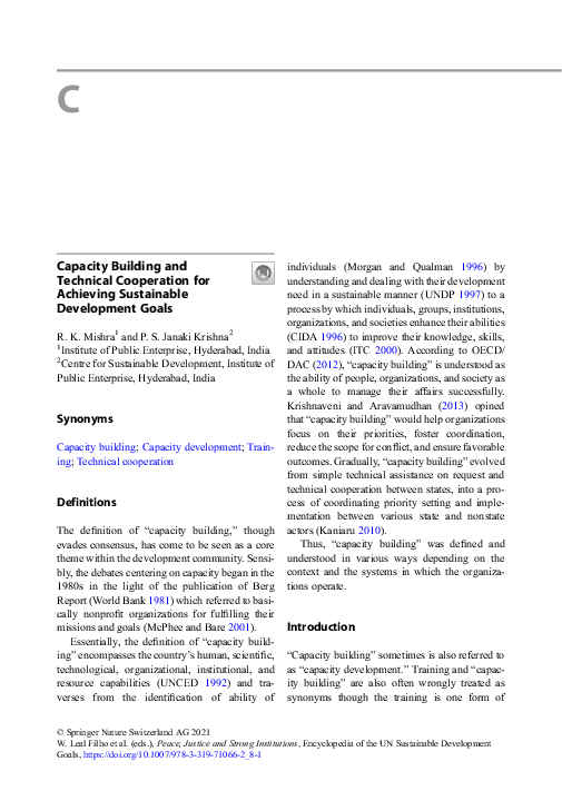 (PDF) Capacity Building and Technical Cooperation for Achieving ...