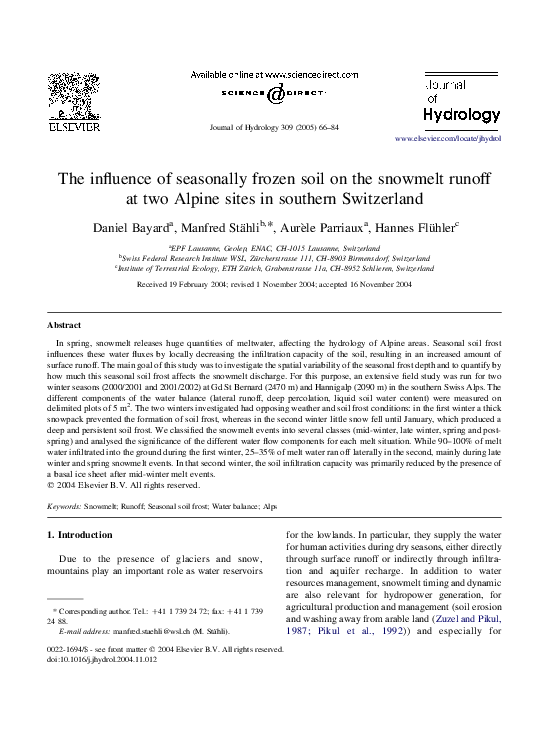 (PDF) The influence of seasonally frozen soil on the snowmelt runoff at ...
