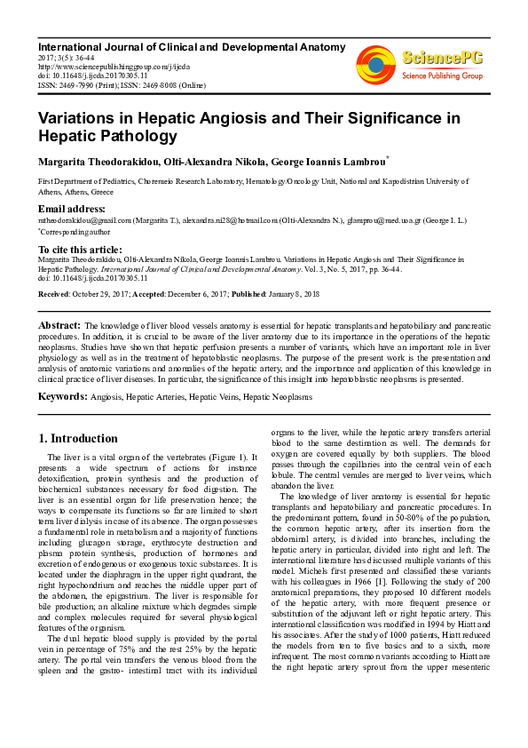 (PDF) Variations in Hepatic Angiosis and Their Significance in Hepatic ...