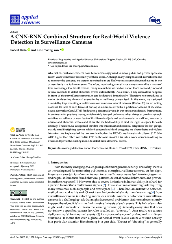 (PDF) A CNN-RNN Combined Structure for Real-World Violence Detection in ...