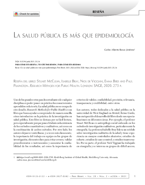(PDF) Book Review. "Research Methods for Public Health". Stuart McClean ...
