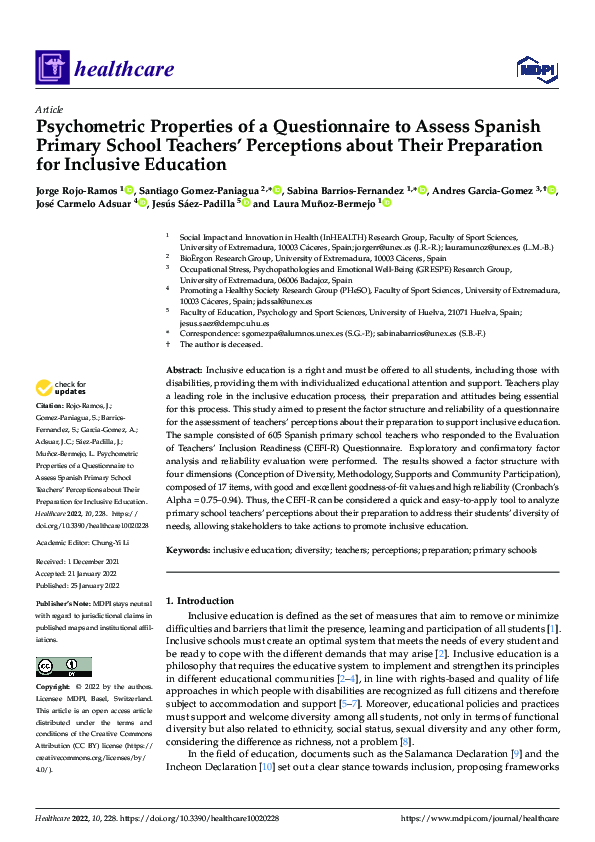(PDF) Psychometric Properties of a Questionnaire to Assess Spanish ...
