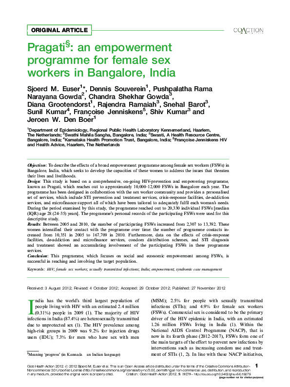 (PDF) Pragati: an empowerment programme for female sex workers in ...