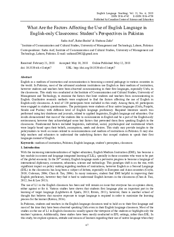 (PDF) What Are the Factors Affecting the Use of English Language in ...