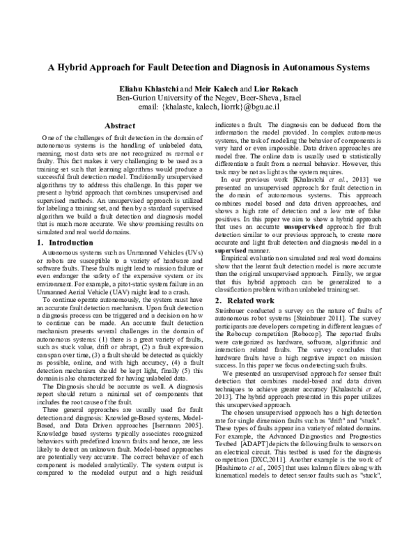 (PDF) A Hybrid Approach for Fault Detection and Diagnosis in Autonamous ...
