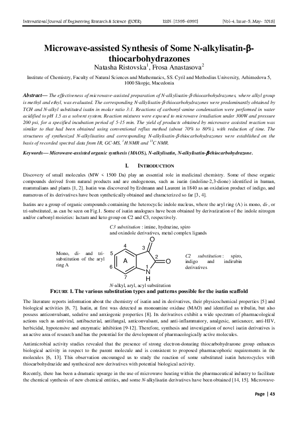 (PDF) Microwave-assisted Synthesis of Some N-alkylisatin ...