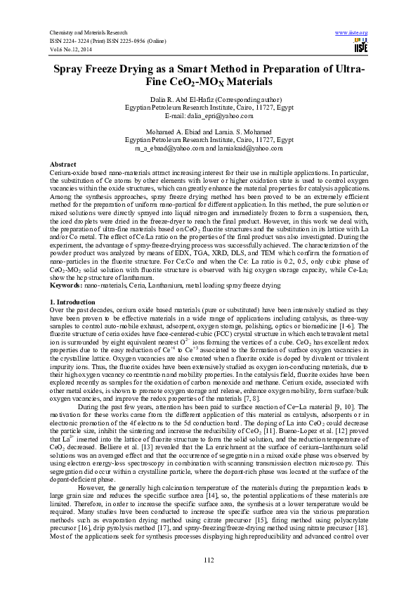 (PDF) Spray Freeze Drying as a Smart Method in Preparation of Ultra ...