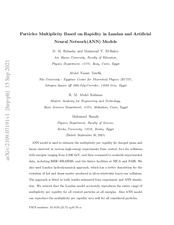 Particles Multiplicity Based on Rapidity in Landau and Artificial Neural Network(ANN) Models