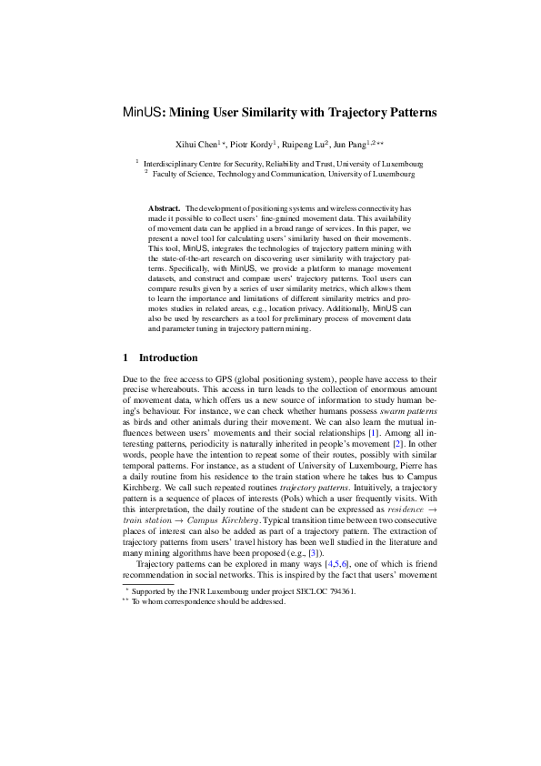 (PDF) MinUS: Mining User Similarity with Trajectory Patterns
